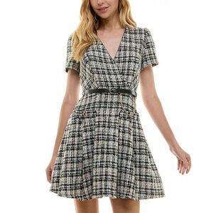City Studios Junior's‎ Fit-and-flare Belted Boucle Dress Size:7/8 NWT